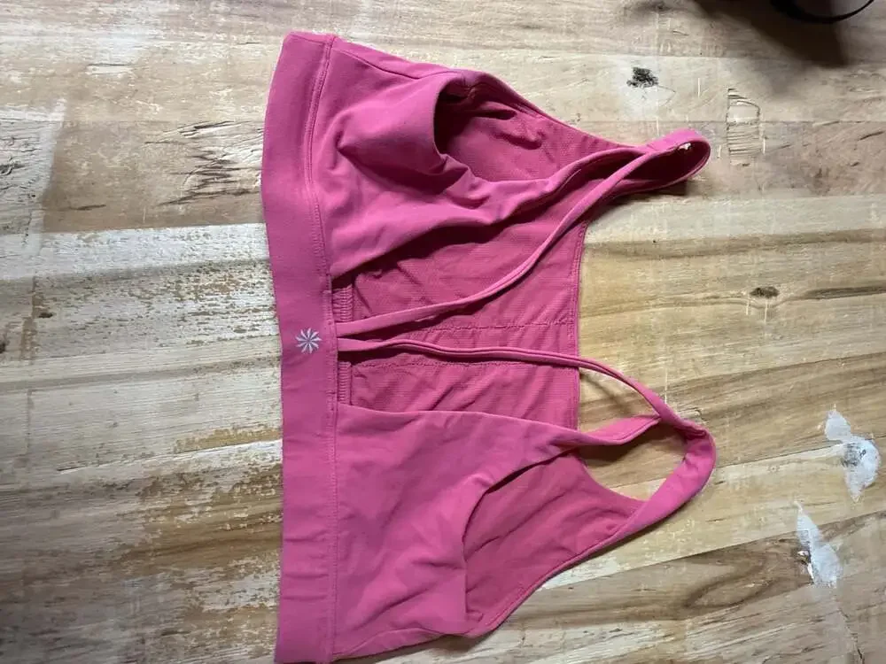 Athleta Pink Strappy Back Sports Bra pink size large - Picture 2 of 4